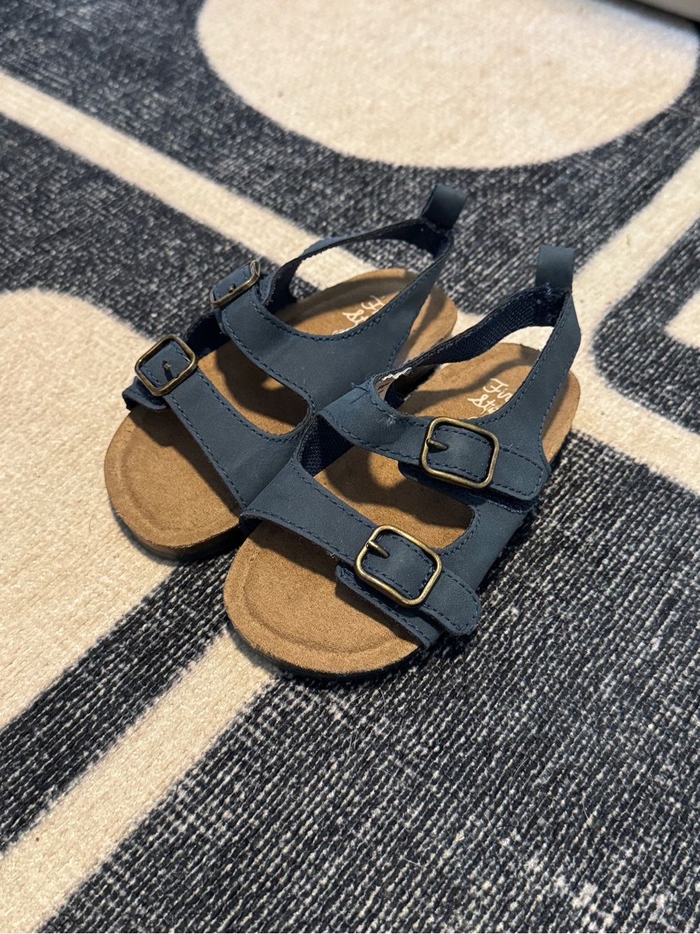 Kids Navy Buckle Sandals